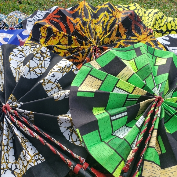 Colorful African Patterned Hand Fans - Picture 4 of 5
